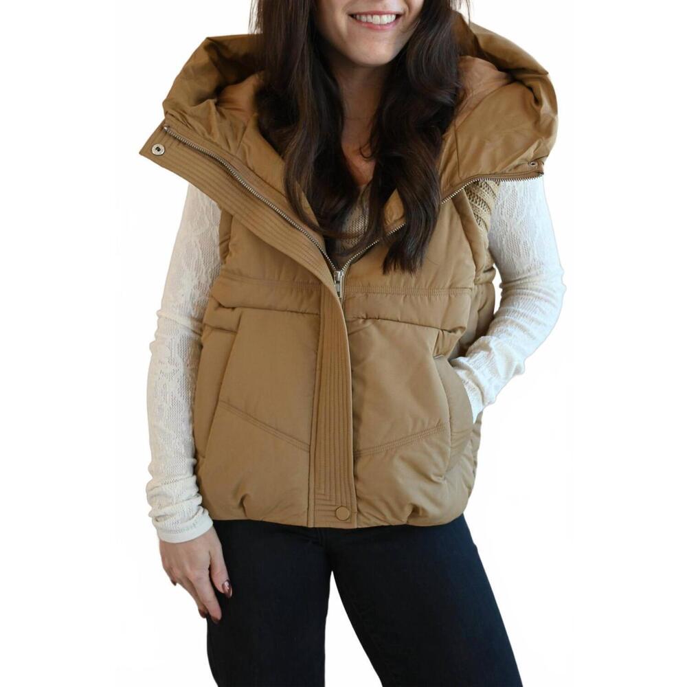 NEW GREYLIN women's moreland avenue puffer vest in brown